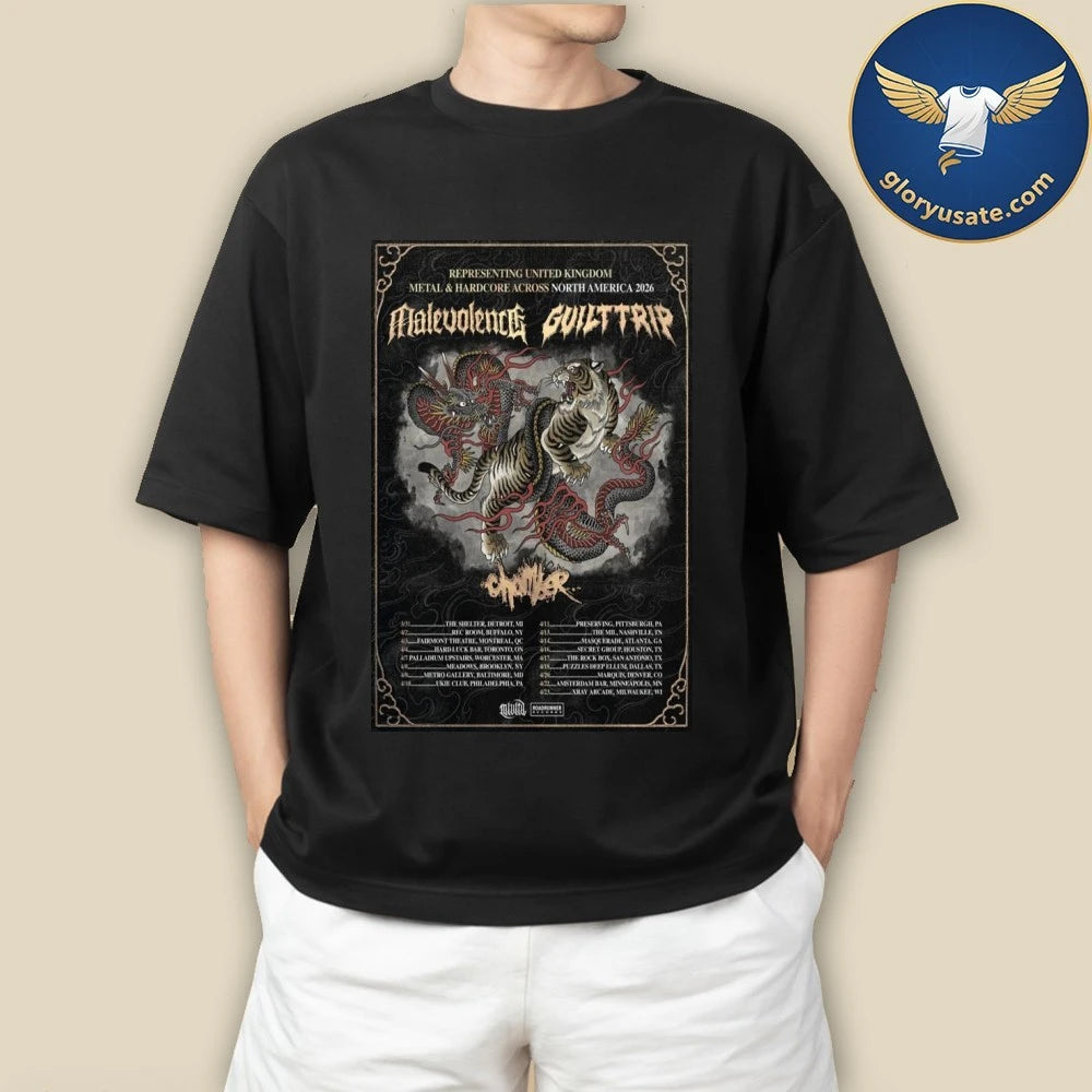 Malevolence &amp; Guilt Trip Hardcore &amp; Metal Across North America 2026 Poster Shirt