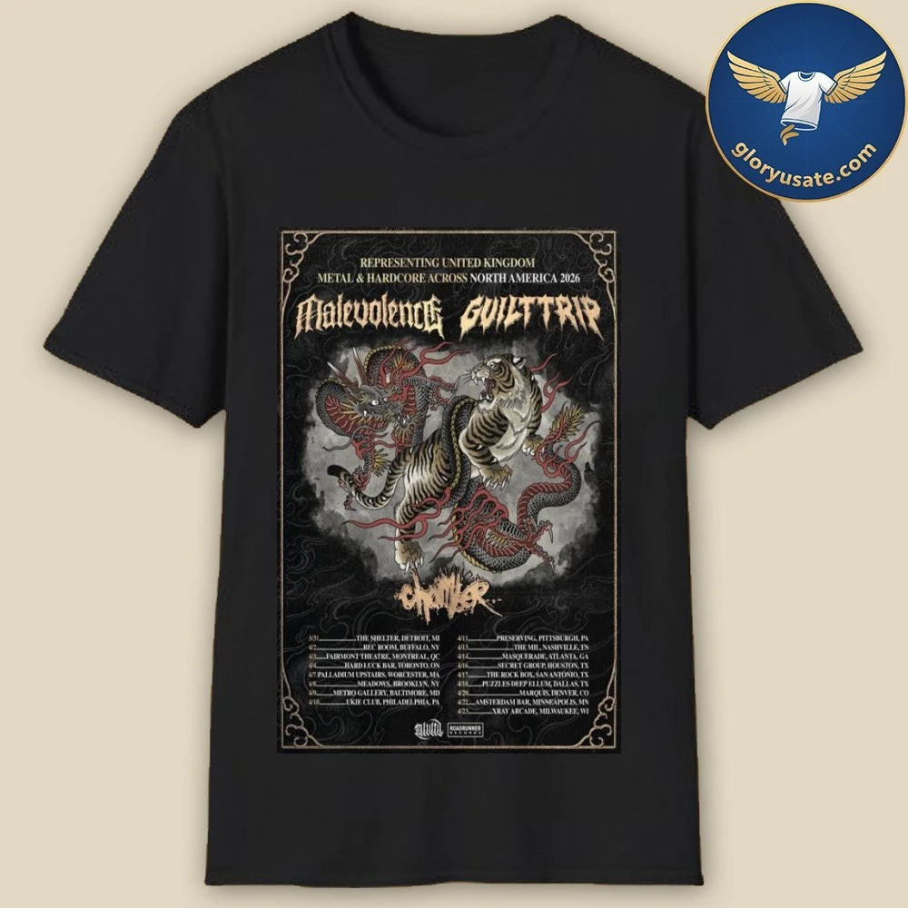 Malevolence &amp; Guilt Trip Hardcore &amp; Metal Across North America 2026 Poster Shirt