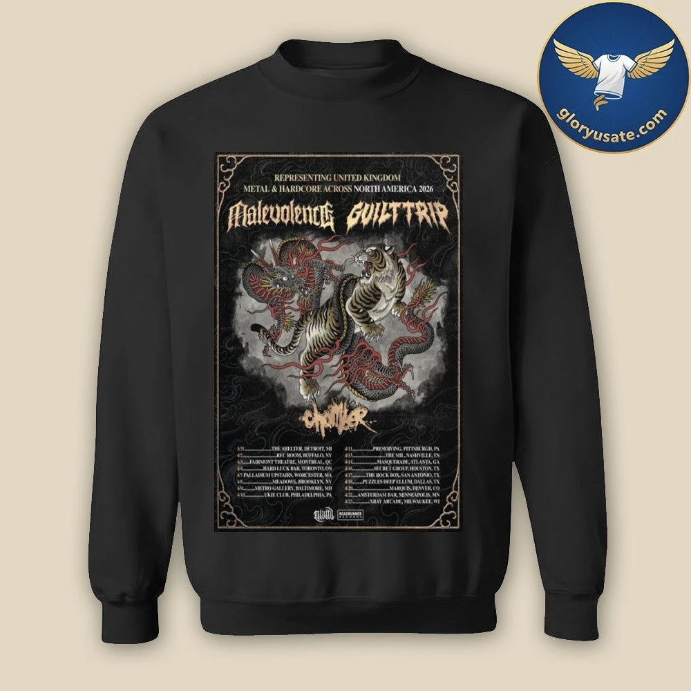 Malevolence &amp; Guilt Trip Hardcore &amp; Metal Across North America 2026 Poster Shirt