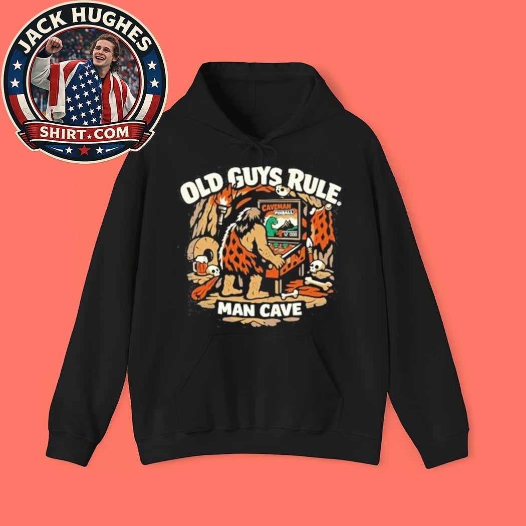 Man Cave Chocolate Old Guys Rule Shed Graphic T-Shirt