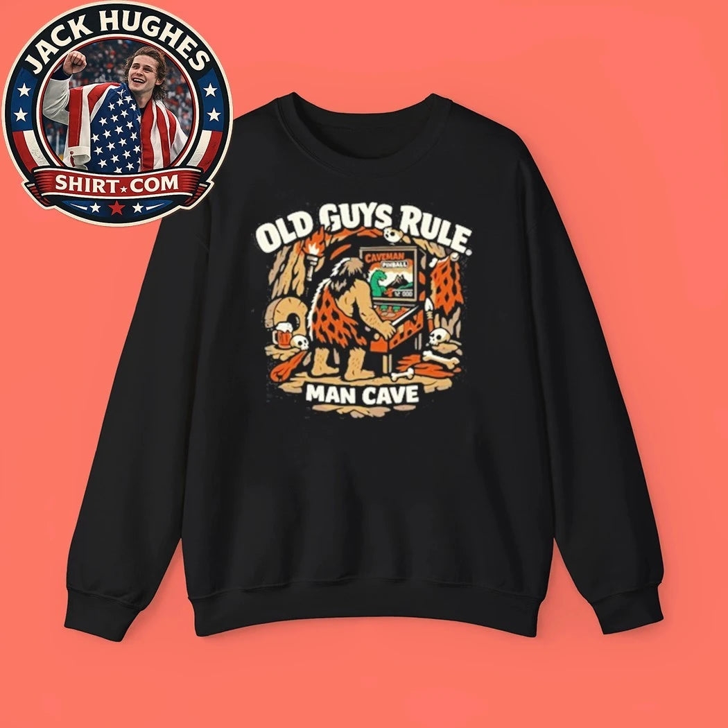 Man Cave Chocolate Old Guys Rule Shed Graphic T-Shirt