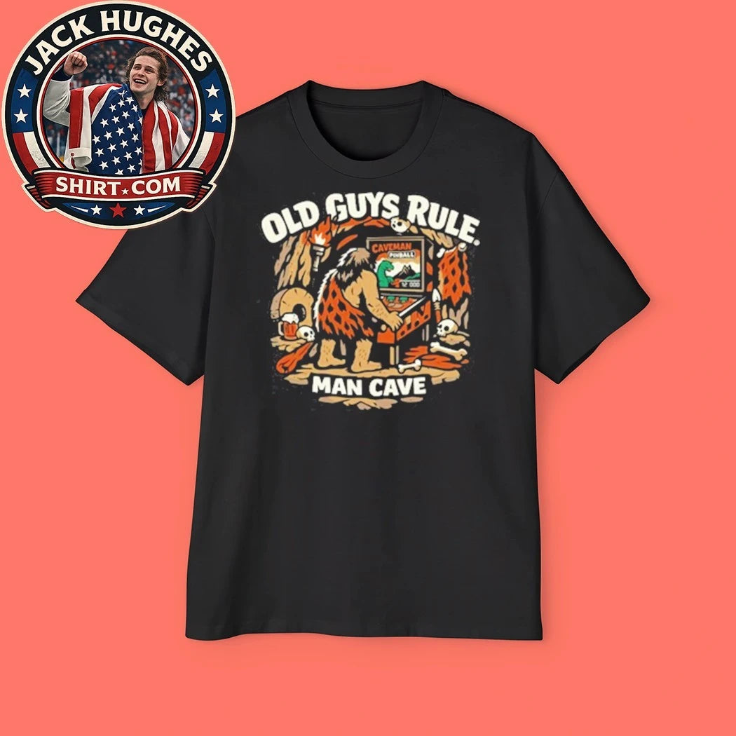 Man Cave Chocolate Old Guys Rule Shed Graphic T-Shirt