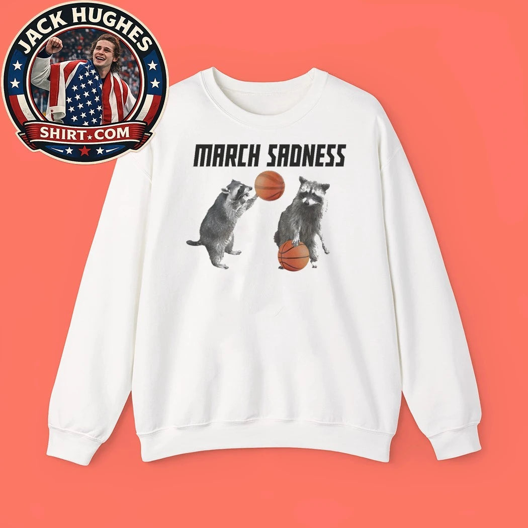 March Sadness Raccoon Graphic T-Shirt