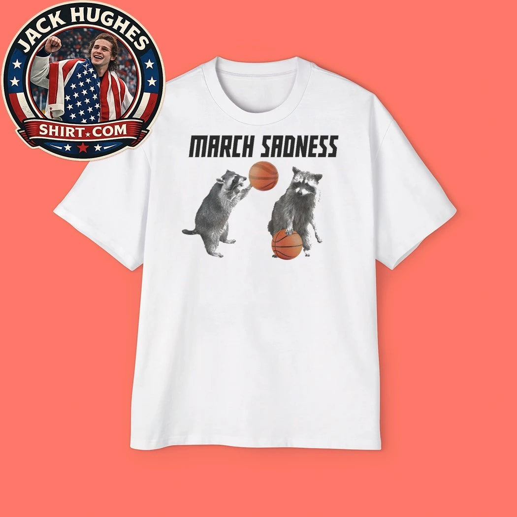 March Sadness Raccoon Graphic T-Shirt