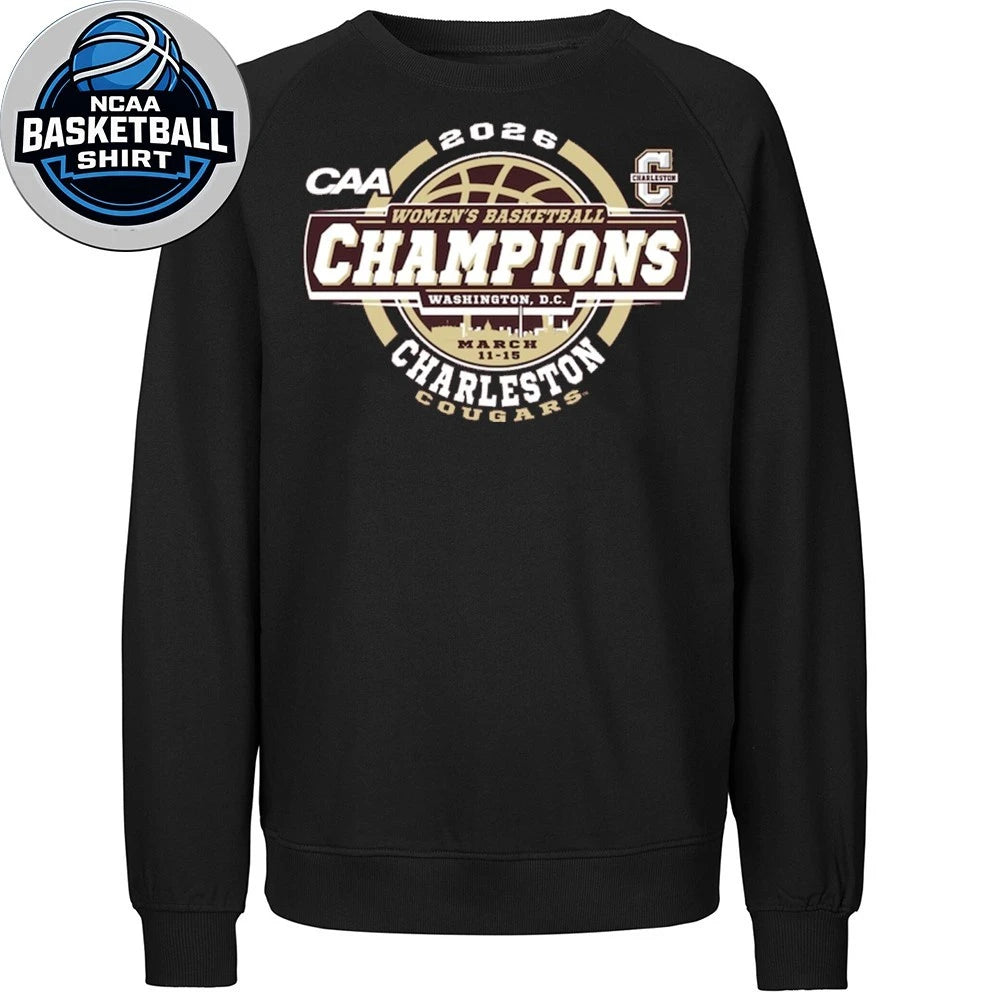 Maroon Charleston Cougars 2026 CAA Women’s Basketball Tournament Champions Logo T-Shirt