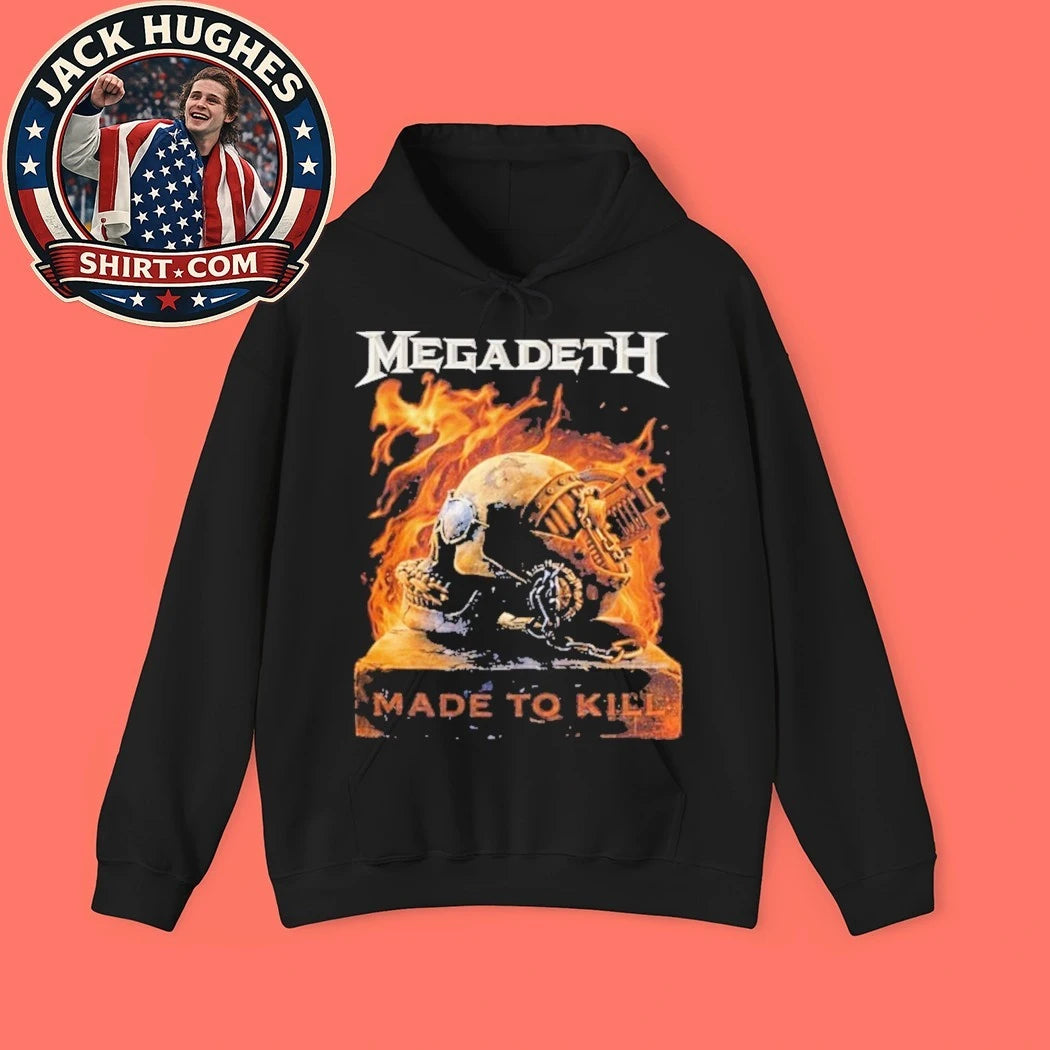 Megadeth Merch Canada 2026 Tour Fire Skull Made To Kill Tour T-Shirt