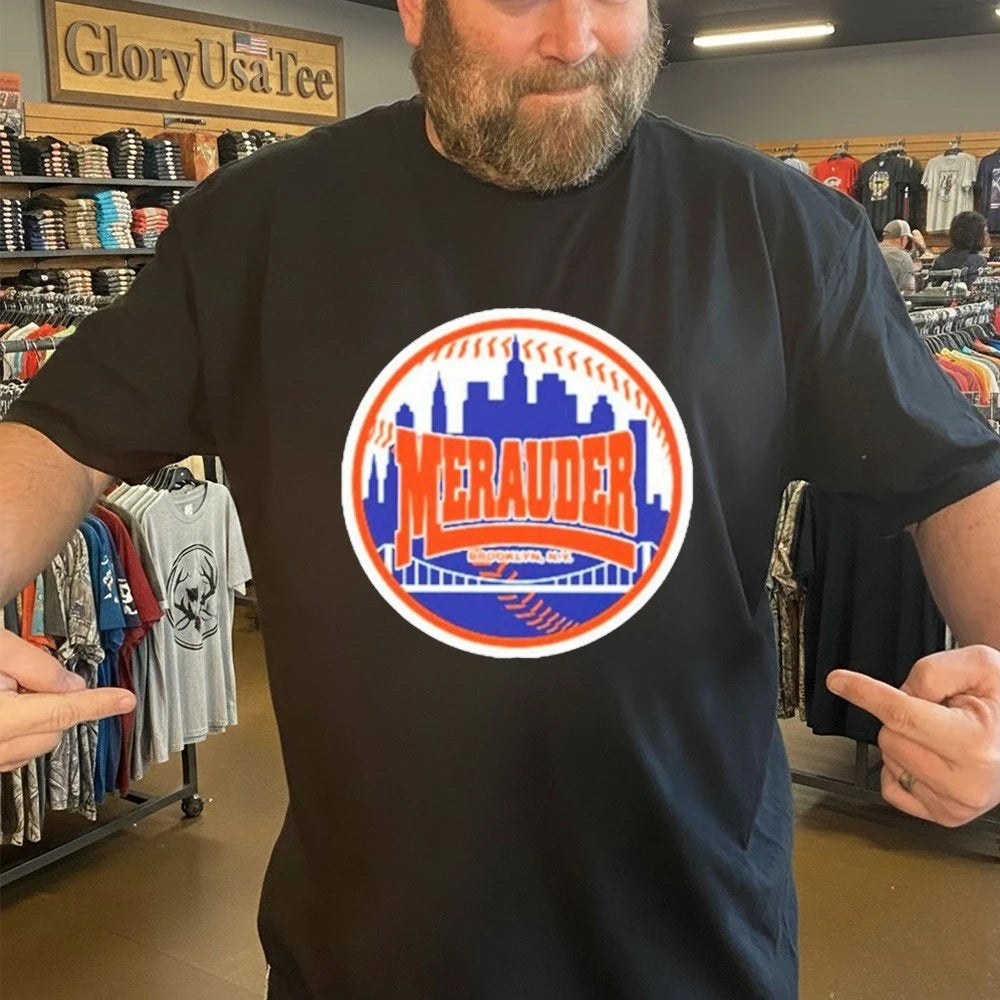 Merauder New York Mets Baseball Logo Skyline T-Shirt