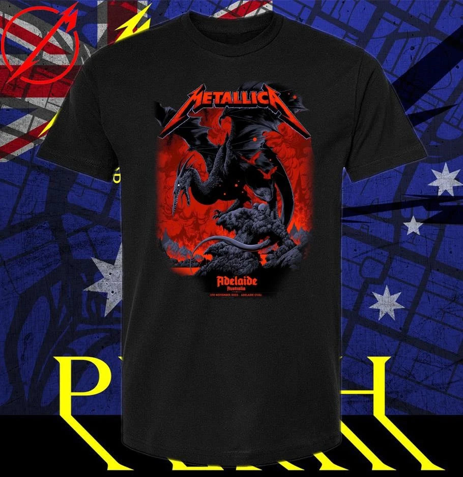 Metallica M72 Adelaide Pop-Up Poster Artwork By Ken Taylor Australia Tour On November 5 2025 At Adelaide Oval T-Shirt