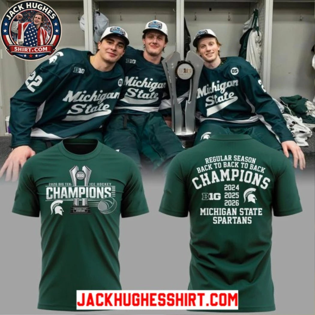 Michigan State 2026 Big Ten Ice Hockey Champions Logo Two Sided Shirt