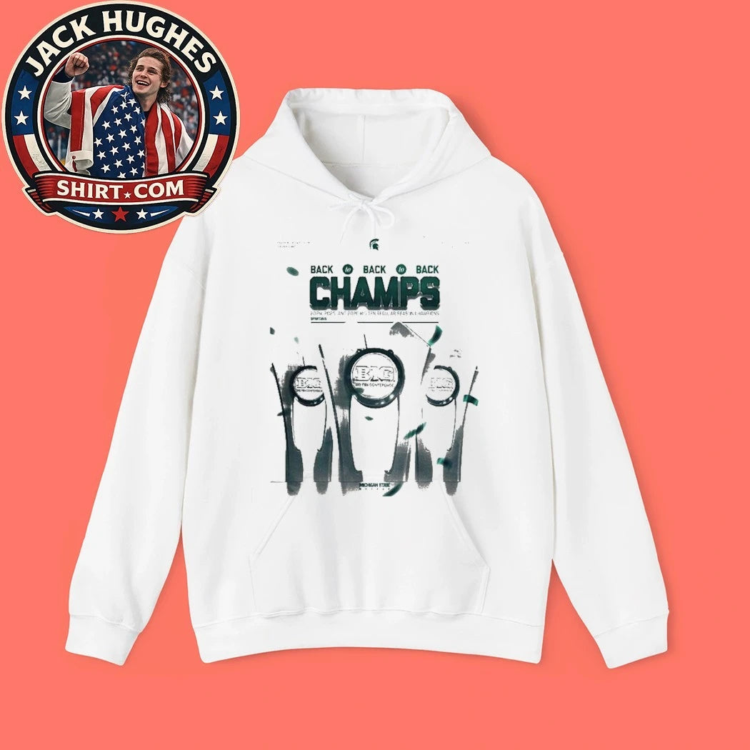 Michigan State Hockey Big Ten Champions 2026 Back To Back To Back Logo Shirt