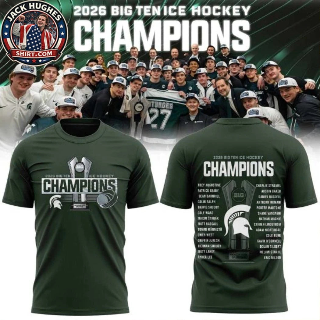 Michigan State Spartans Big 10 Hockey 2026 Champions Two Sided Shirt