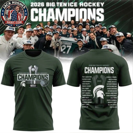 Michigan State Spartans Big 10 Hockey 2026 Champions Two Sided Shirt