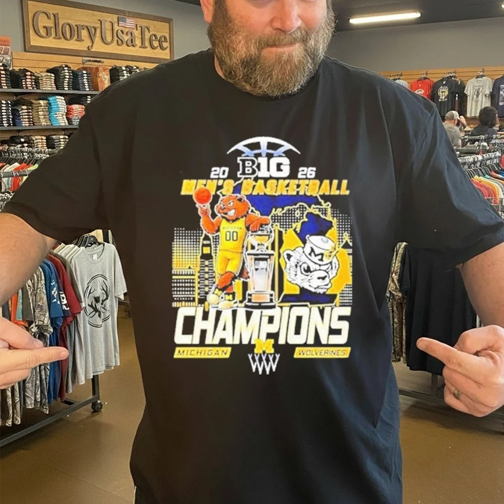Michigan Wolverines Champions Men’s Basketball B1G Big 10 Conference 2026 Mascot Shirt