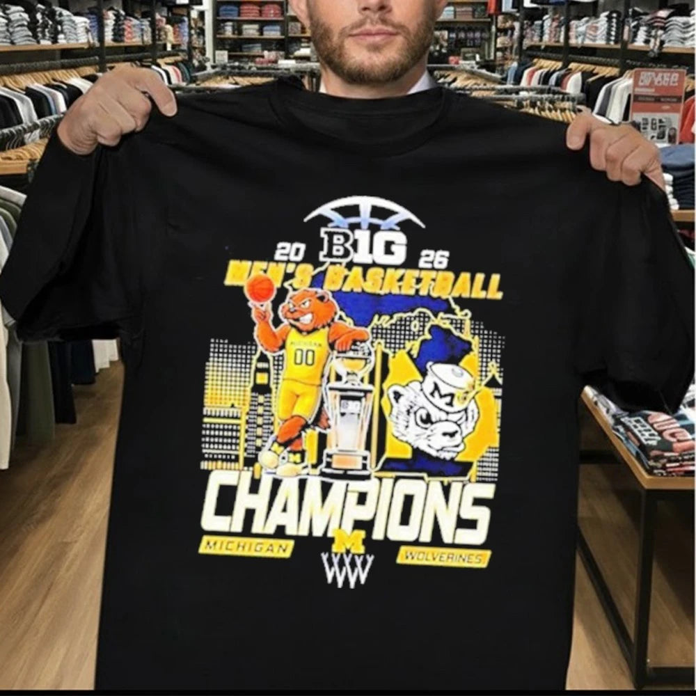Michigan Wolverines Champions Men’s Basketball B1G Big 10 Conference 2026 Mascot Shirt