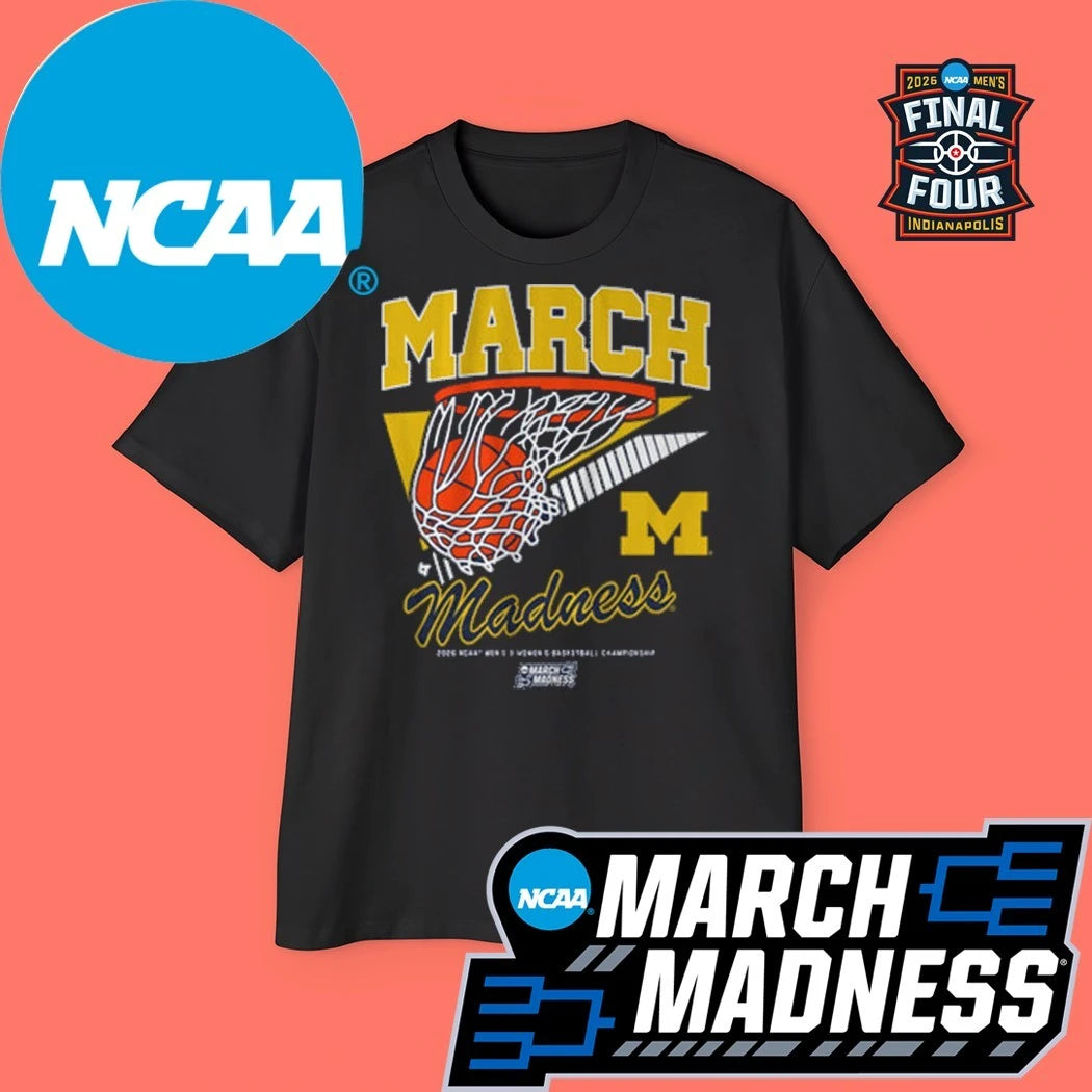 Michigan Wolverines MBB and WBB 2026 NCAA Men’s Basketball Championship March Madness Retro Swoosh Logo Shirt