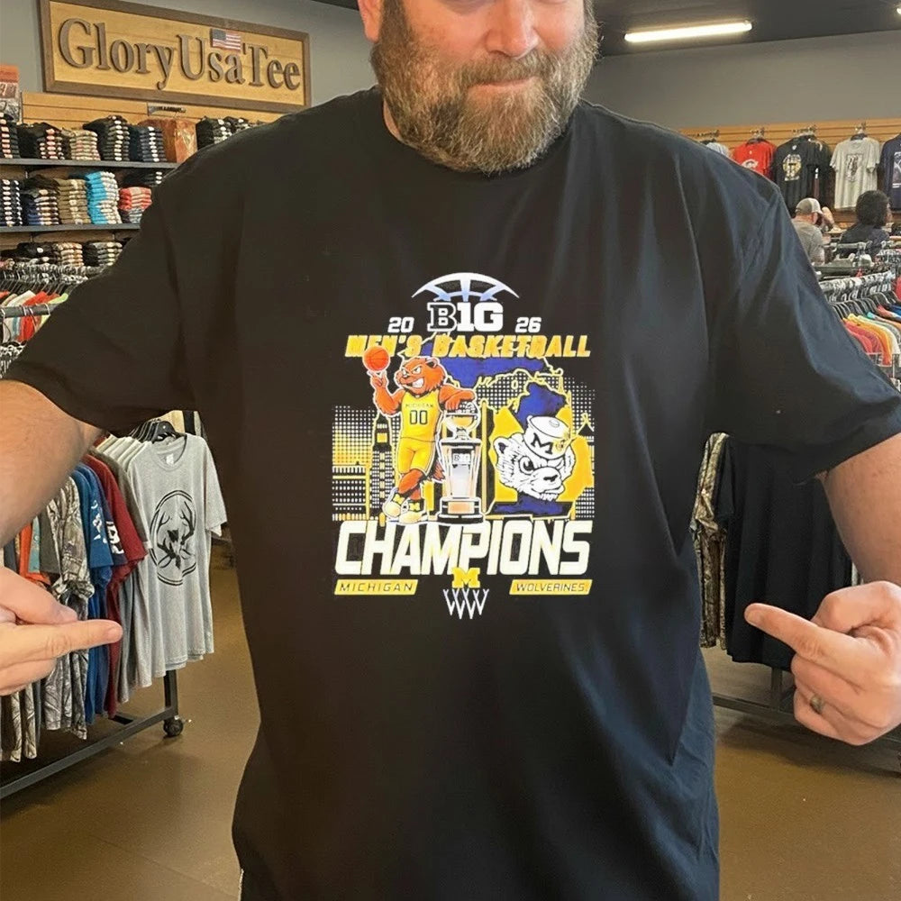 Michigan Wolverines Men’s Basketball B1G Big 10 Conference 2026 Champions Mascot Shirt