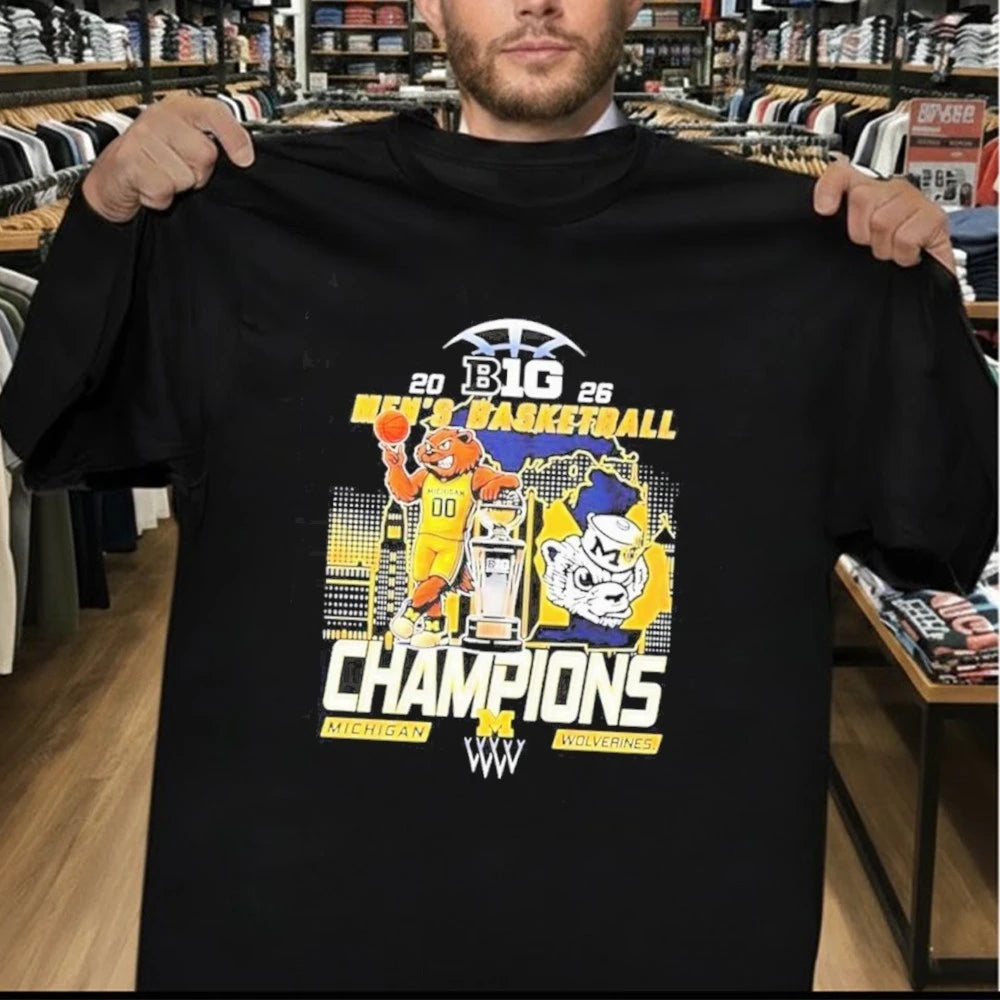 Michigan Wolverines Men’s Basketball B1G Big 10 Conference 2026 Champions Mascot Shirt