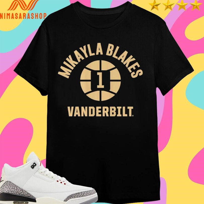 Mikayla Blakes Name Number Ball 1 Vanderbilt Commodores Women’s Basketball Shirts