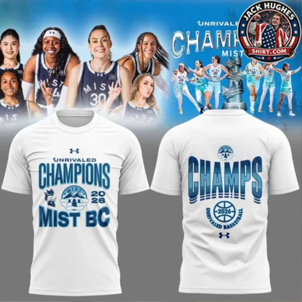 Mist Basketball Club 2026 Unrivaled Champions Logo Two Sided T-Shirt