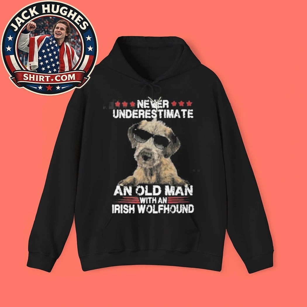 Never Underestimate An Old Man With An Irish Wolfhound Father Day Gift Shirt