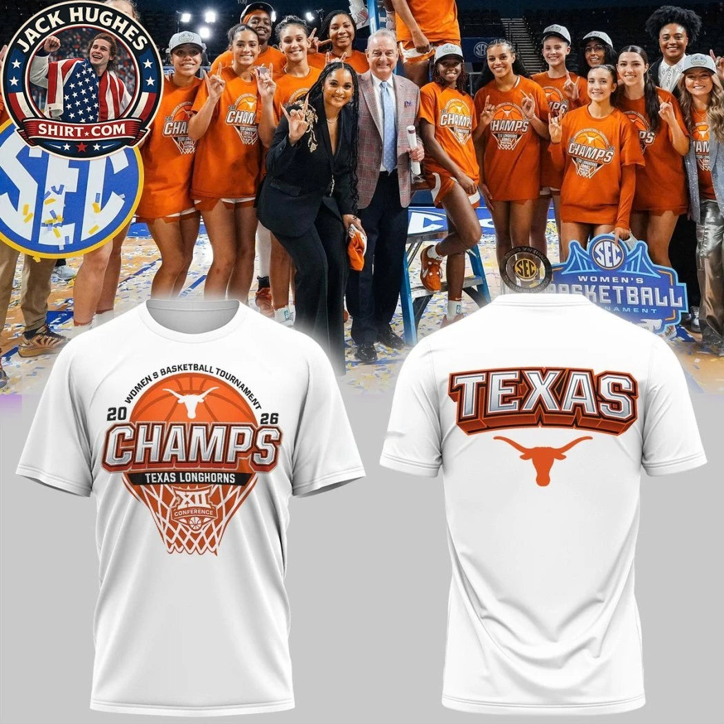 Nice Texas Longhorns Basketball SEC Tournament Champions 2026 Logo Two Sided Hoodie T-Shirt