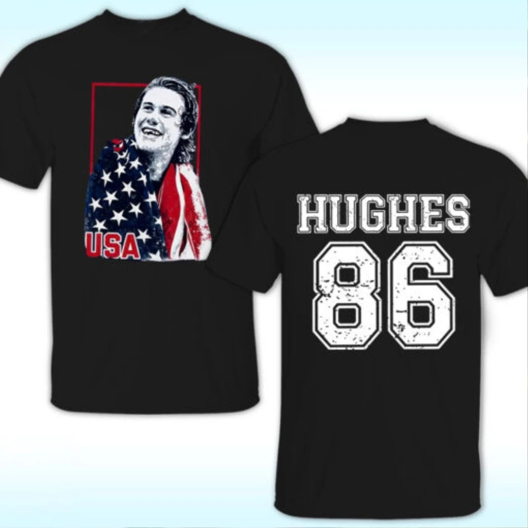 Number 86 Jack Hughes USA Hockey Patriotic Hockey Fan Two Sided Shirt