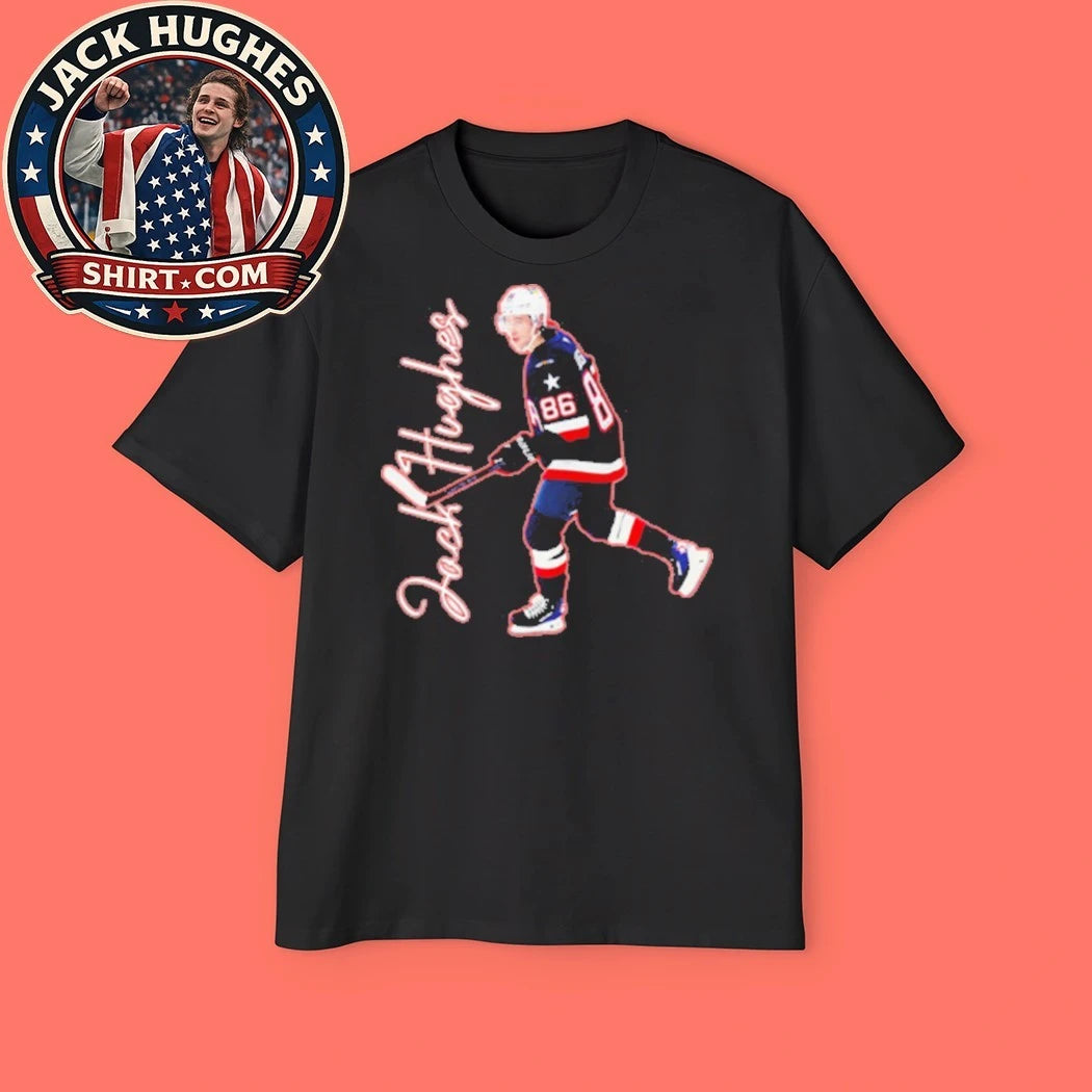 Number 86 Jack Hughes USA Tee Shirt