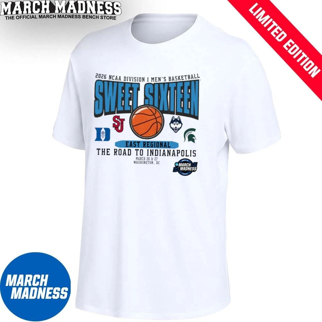 Official East Regional Teams 2026 NCAA Division I Men’s Basketball Sweet Sixteen T-Shirt