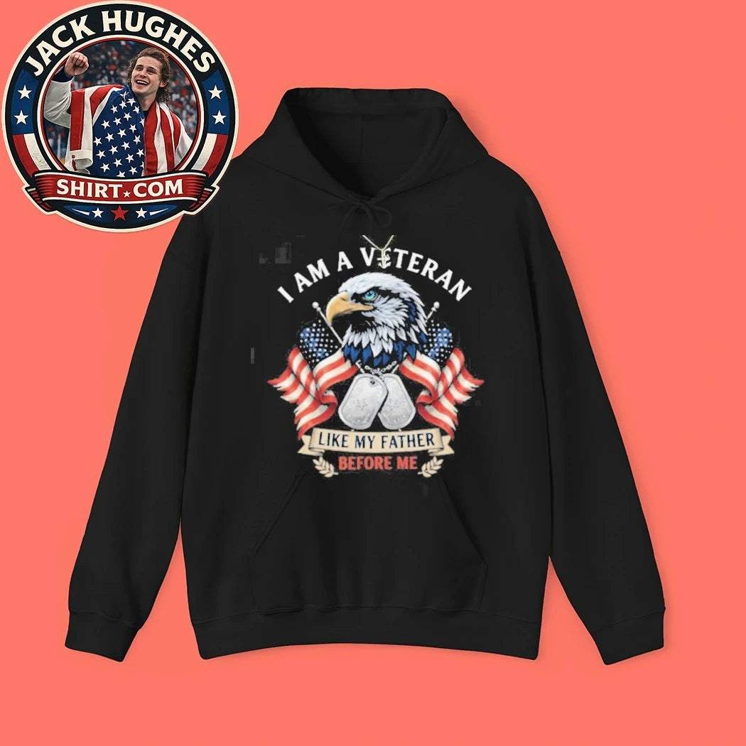 Official I Am A Veteran Like My Father Before Me Patriot Eagle Dog Tags Shirt