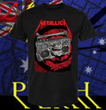Official Metallica M72 Adelaide Australia 2025 Venue Poster At Adelaide Oval On November 5 2025 Skeleton Radio Boombox From Hell T-Shirt