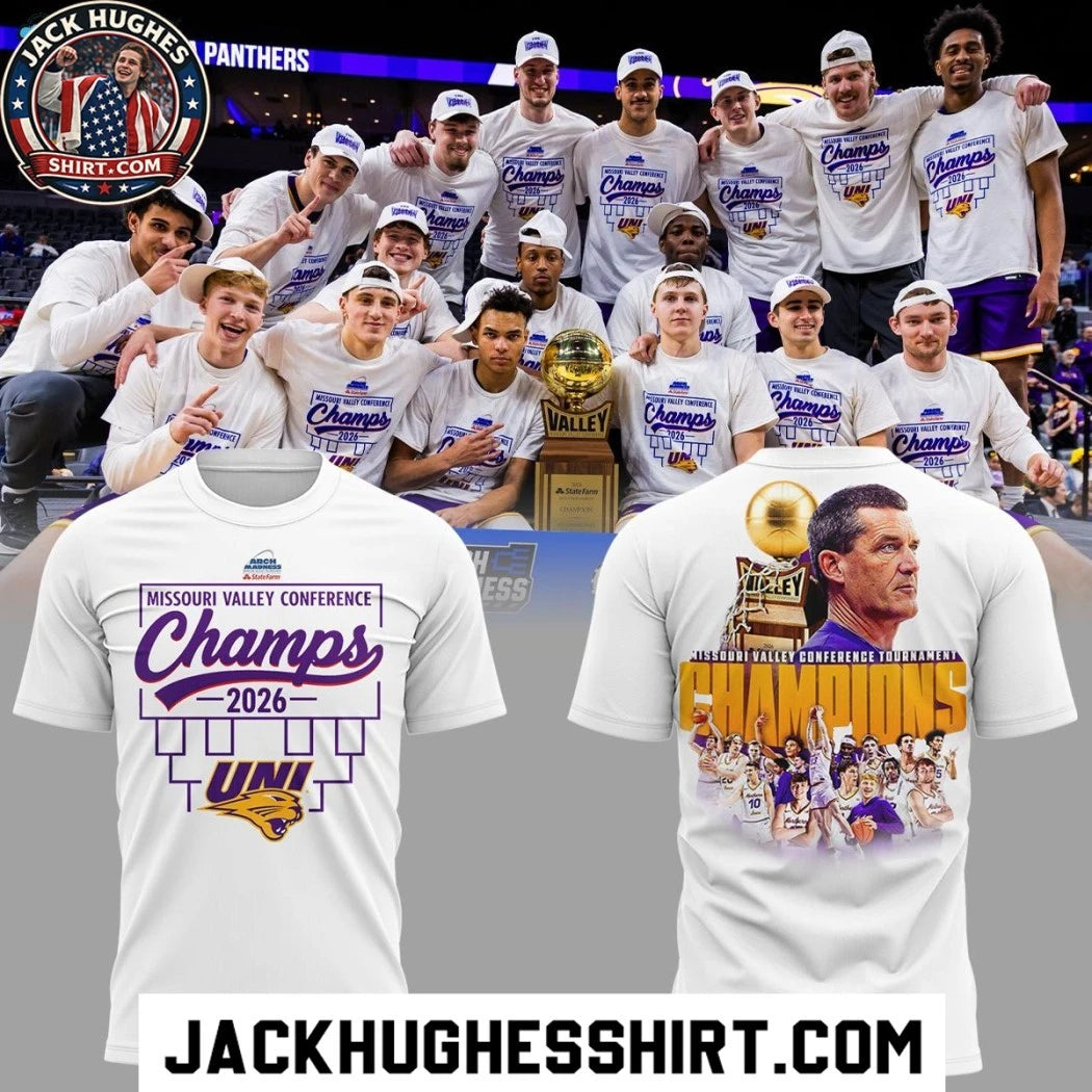 Official Northern Iowa Panthers Missouri Valley Championship 2026 Logo Two Sided Shirt