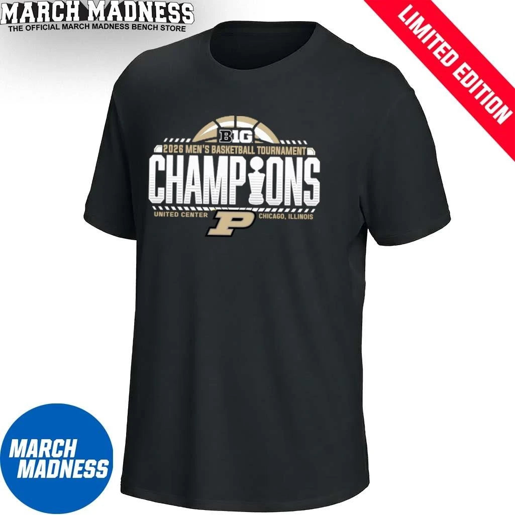 Official Purdue Boilermakers 2026 Big Ten Men’s Basketball Conference Tournament Champions Locker Room T-Shirt