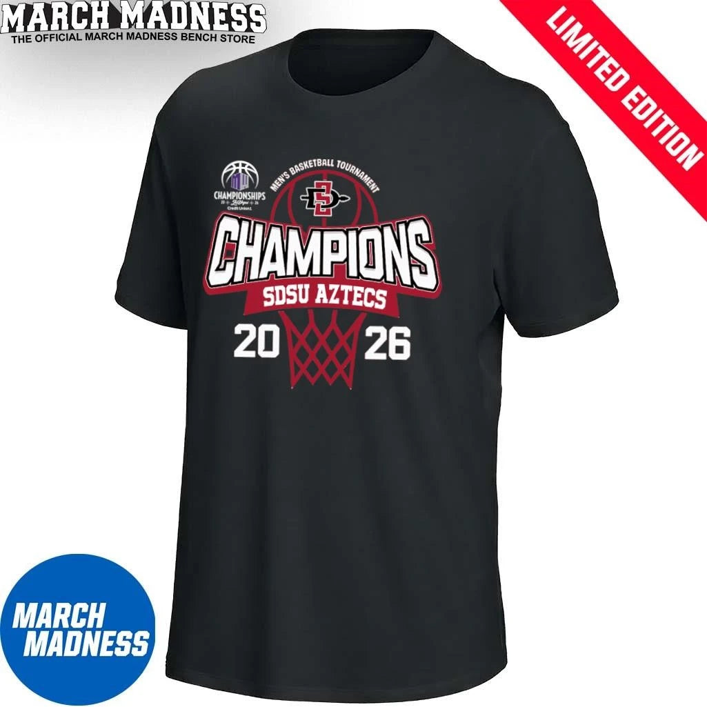 Official SDSU Aztecs 2026 Mountain West Conference Men’s Basketball Tournament Champions Shirt
