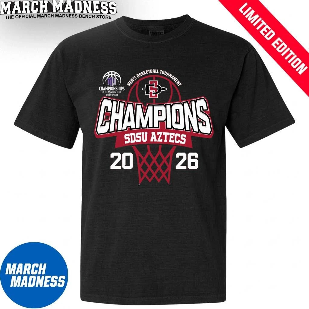 Official SDSU Aztecs 2026 Mountain West Conference Men’s Basketball Tournament Champions Shirt