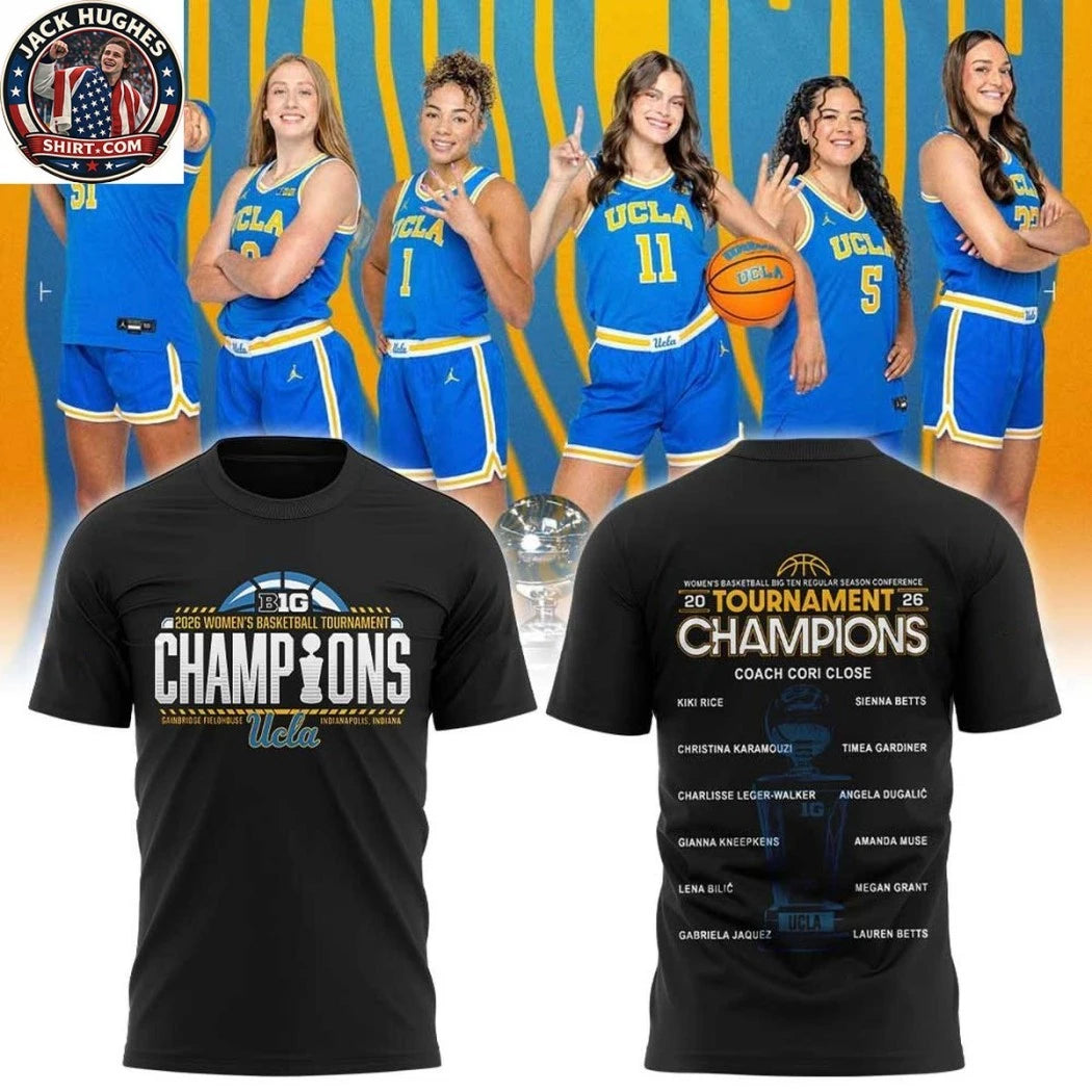 Official UCLA Women’s Basketball Big Ten Regular Season Conference Championship 2026 Logo Two Sided Hoodie T-Shirt