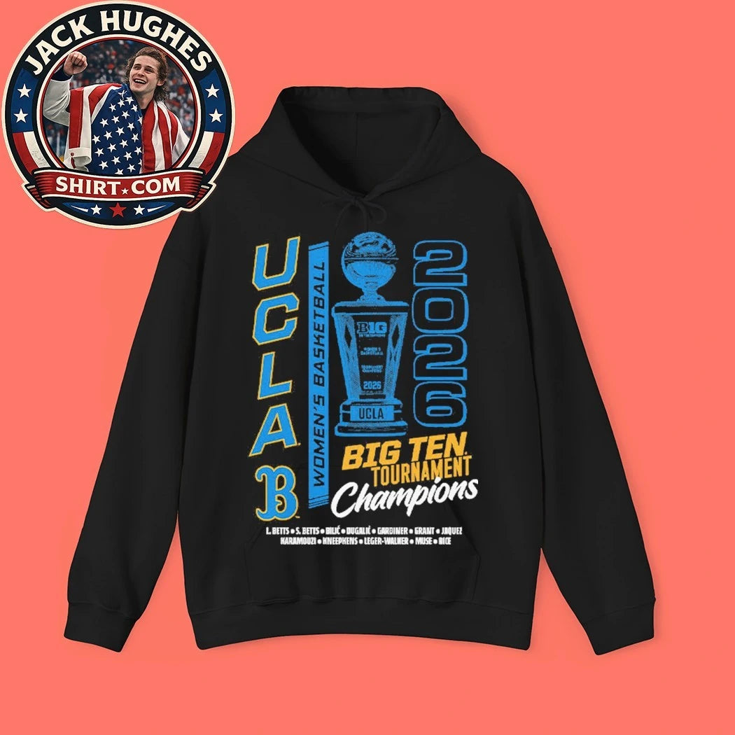 Official t-shirt commemorating the UCLA Women’s Basketball Team’s 2026 Big Ten Tournament Championship