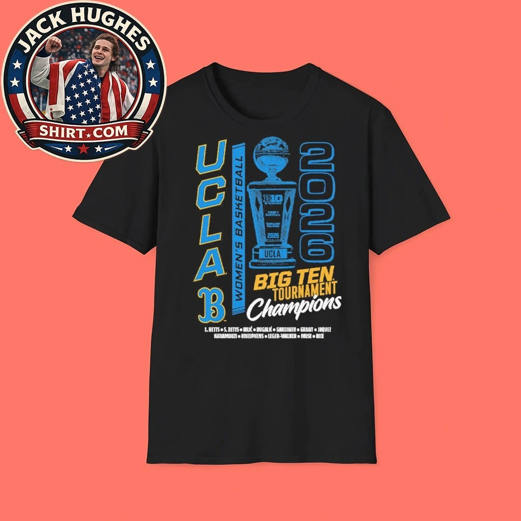 Official t-shirt commemorating the UCLA Women’s Basketball Team’s 2026 Big Ten Tournament Championship