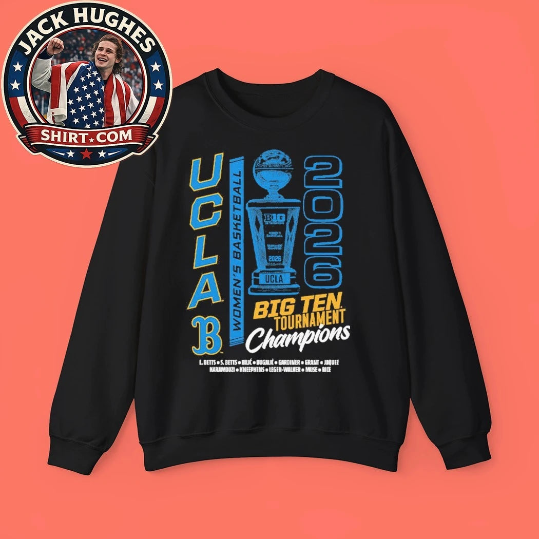 Official t-shirt commemorating the UCLA Women’s Basketball Team’s 2026 Big Ten Tournament Championship
