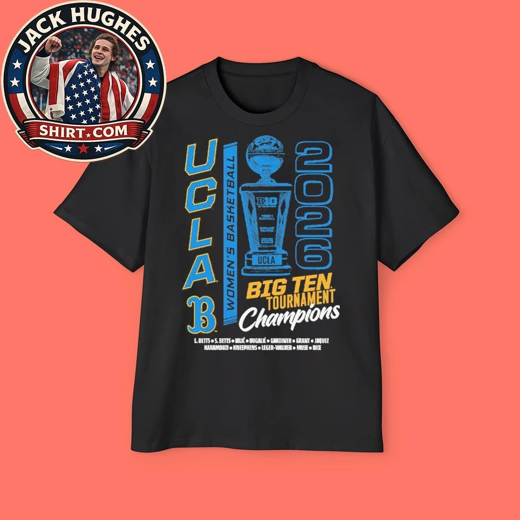 Official t-shirt commemorating the UCLA Women’s Basketball Team’s 2026 Big Ten Tournament Championship