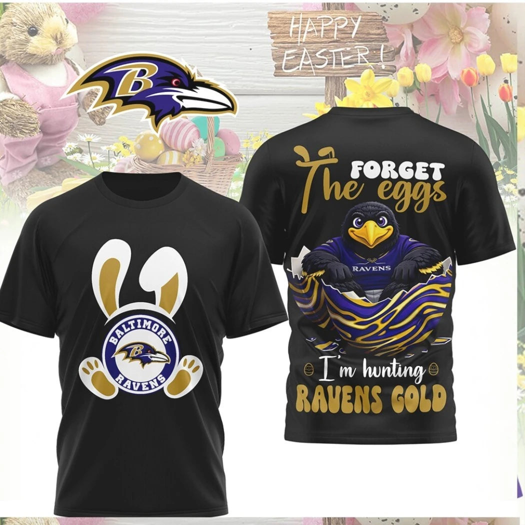 Original Baltimore Ravens Easter Forget The Eggs Hunting Ravens Gold Shirt