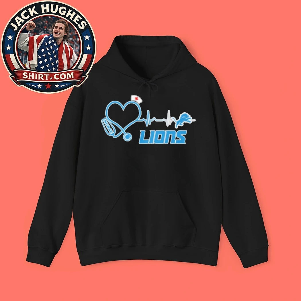 Original Detroit Lions Nurse Stethoscope Heartbeat Pulse Football Shirt