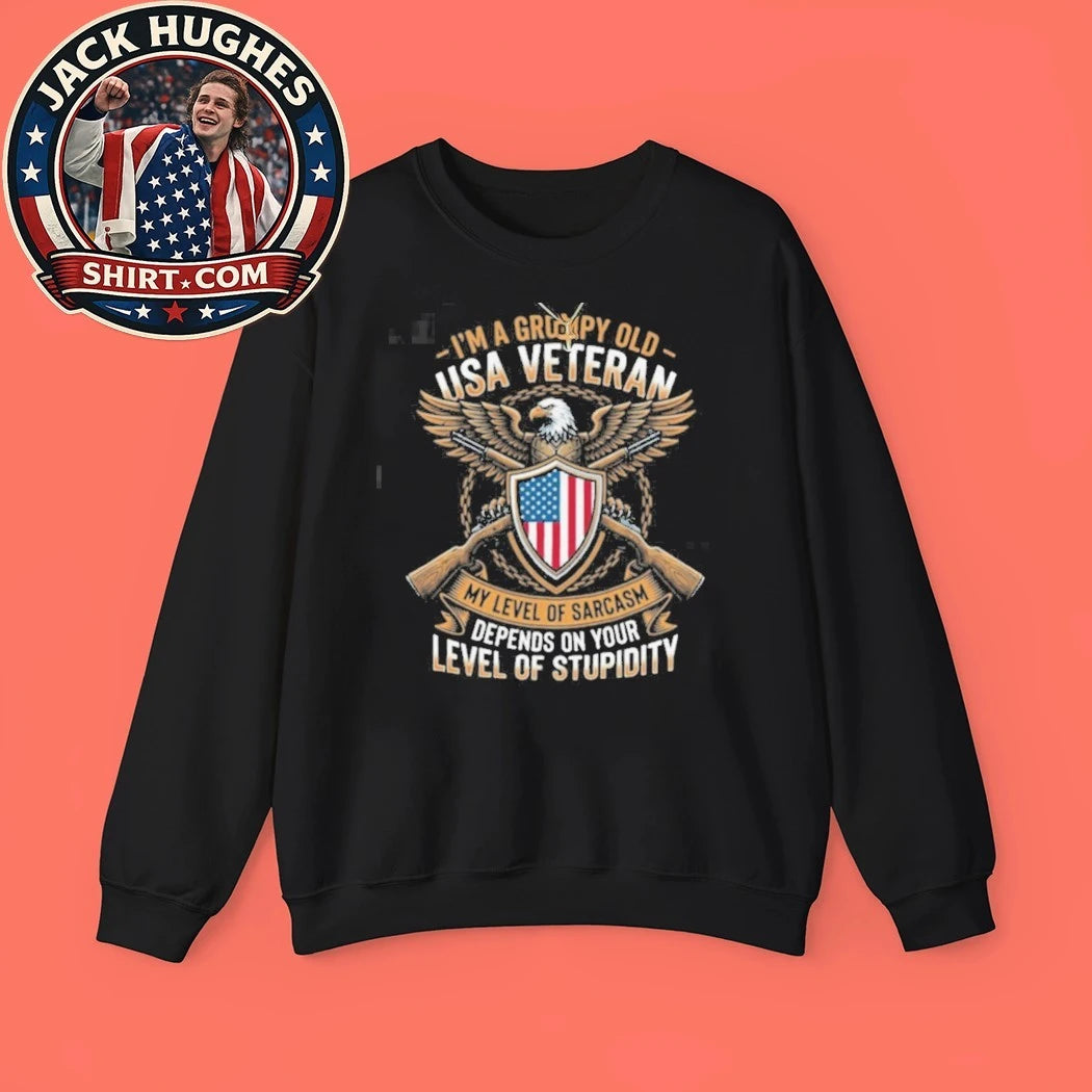 Original Grumpy Old Usa Veteran Sarcasm Level American Eagle Shirt