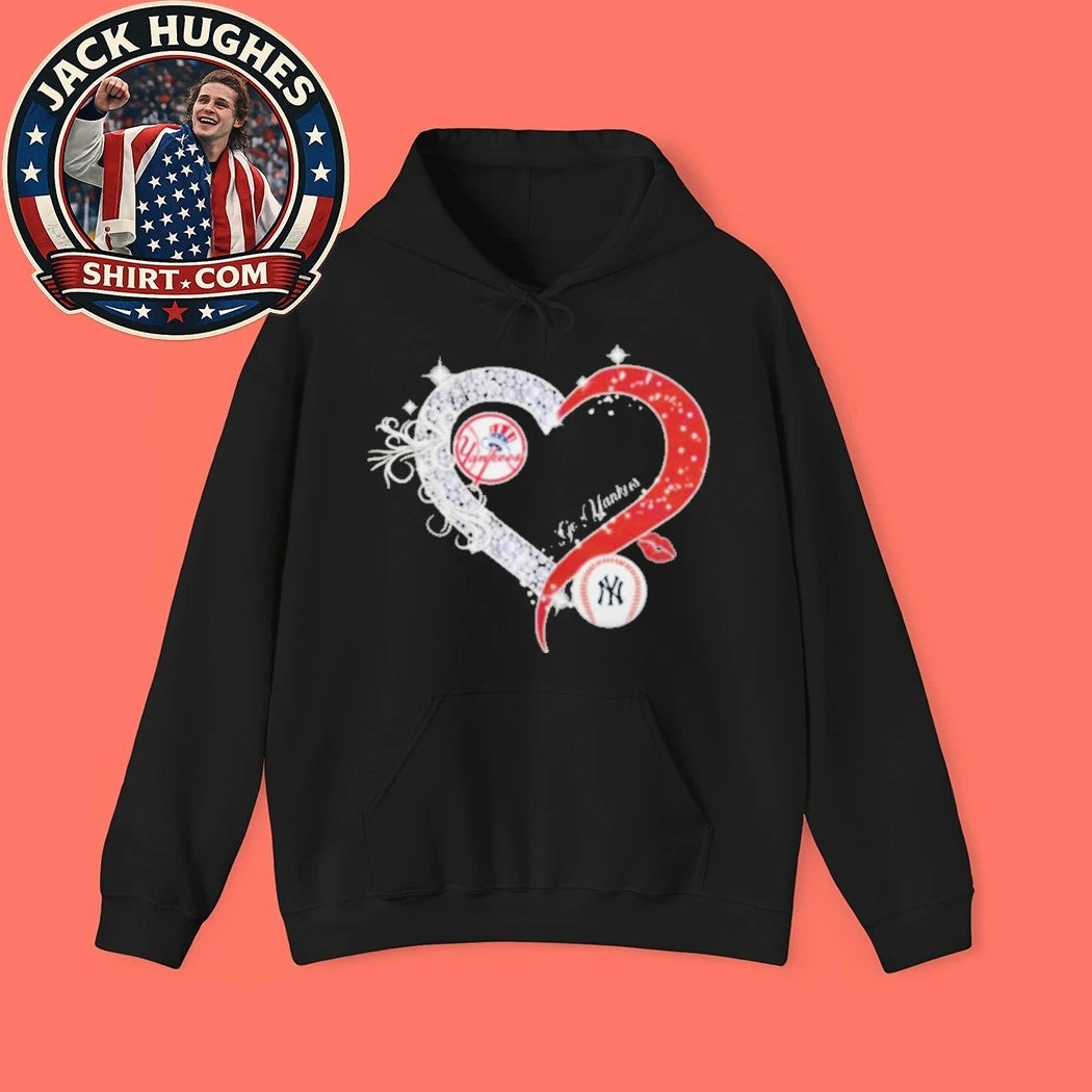 Original New York Yankees Women #8217 S Heart Diamond Sparkle Shirt