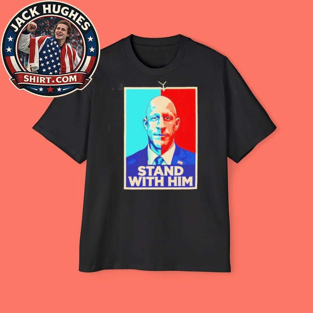 Original Stand With Him Political Portrait Blue And Red Style Shirt