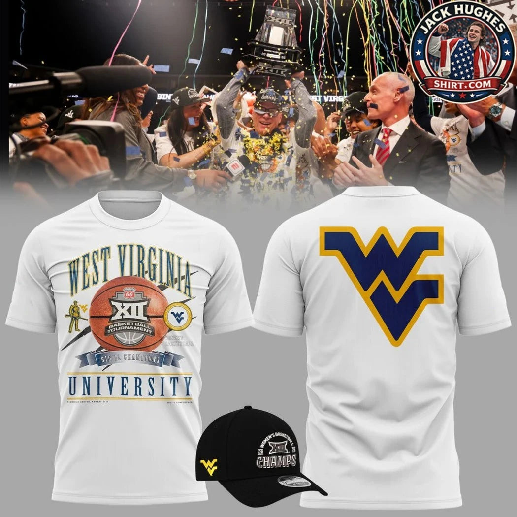 Original West Virginia Mountaineers Big 12 Women’s Basketball Tournament Champions 2026 Logo Two Sided Hoodie T-Shirt