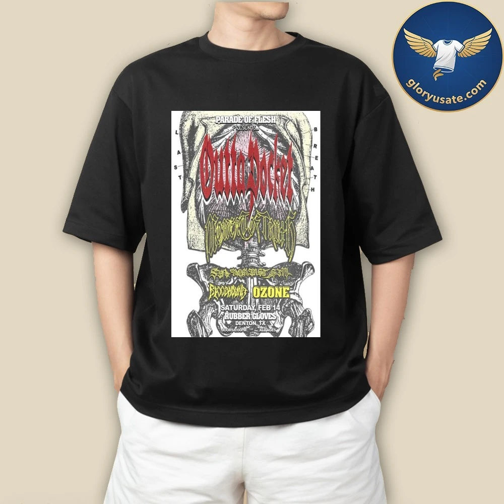 Outta Pocket Rubber Gloves Denton, TX February 14 2026 Concert Poster Shirt