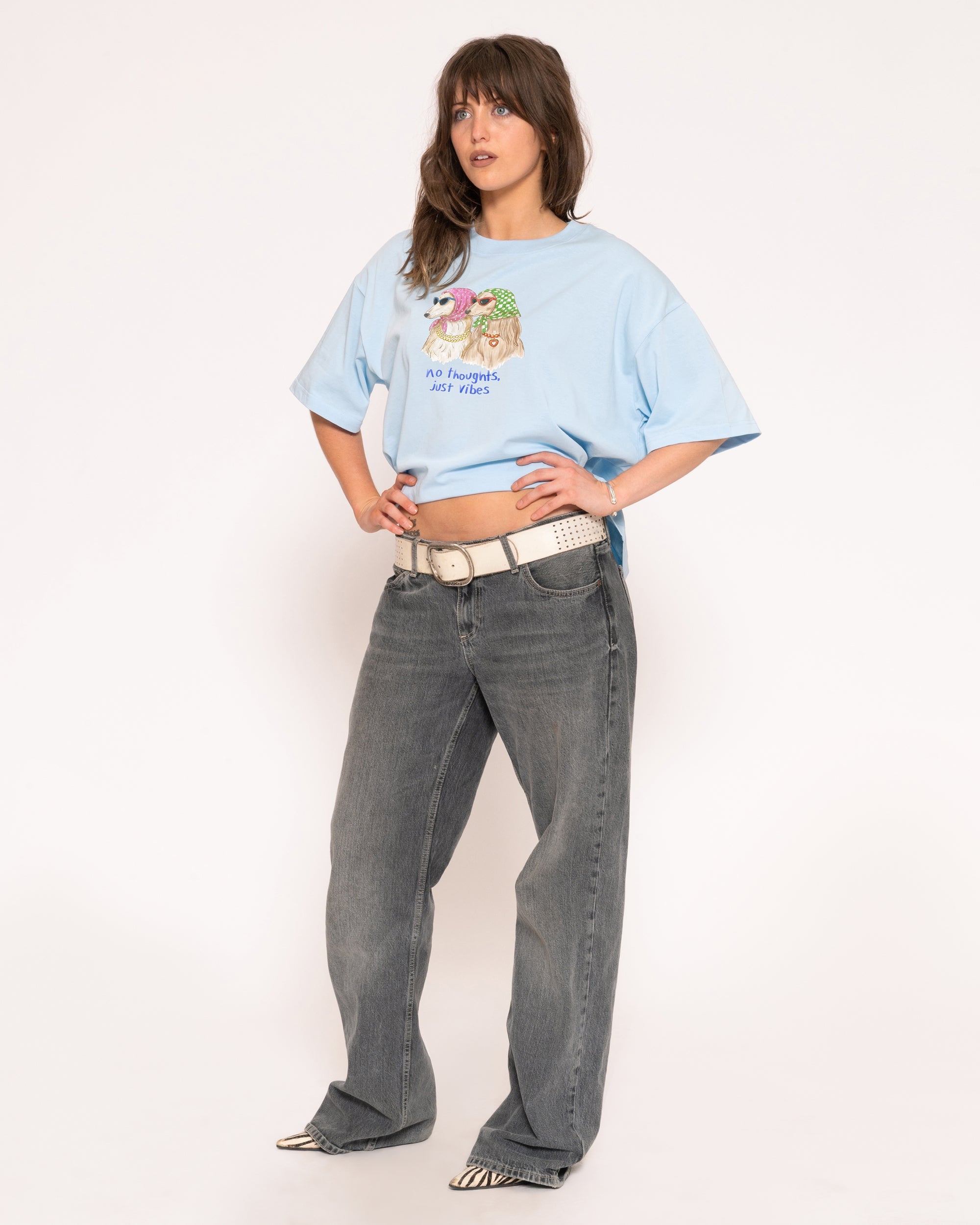 No Thoughts, Just Vibes Boxy Crop Tee