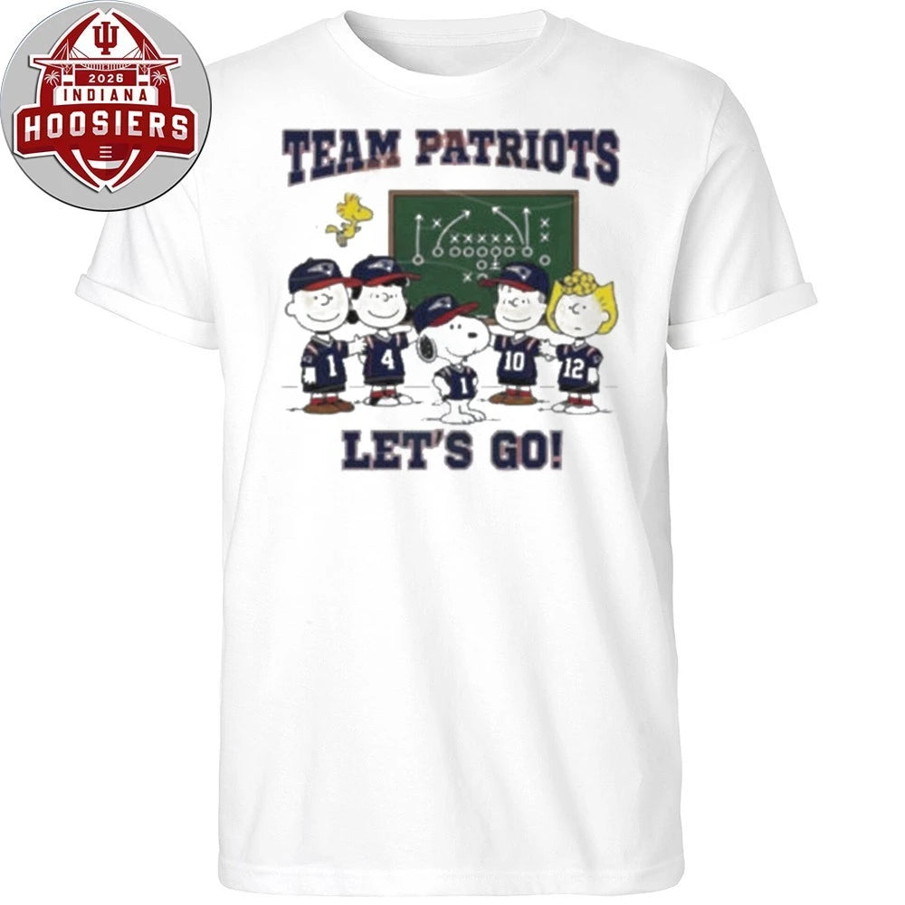 Peanuts Gang Team Patriots Let’s Go! Football Playbook Logo T-Shirt