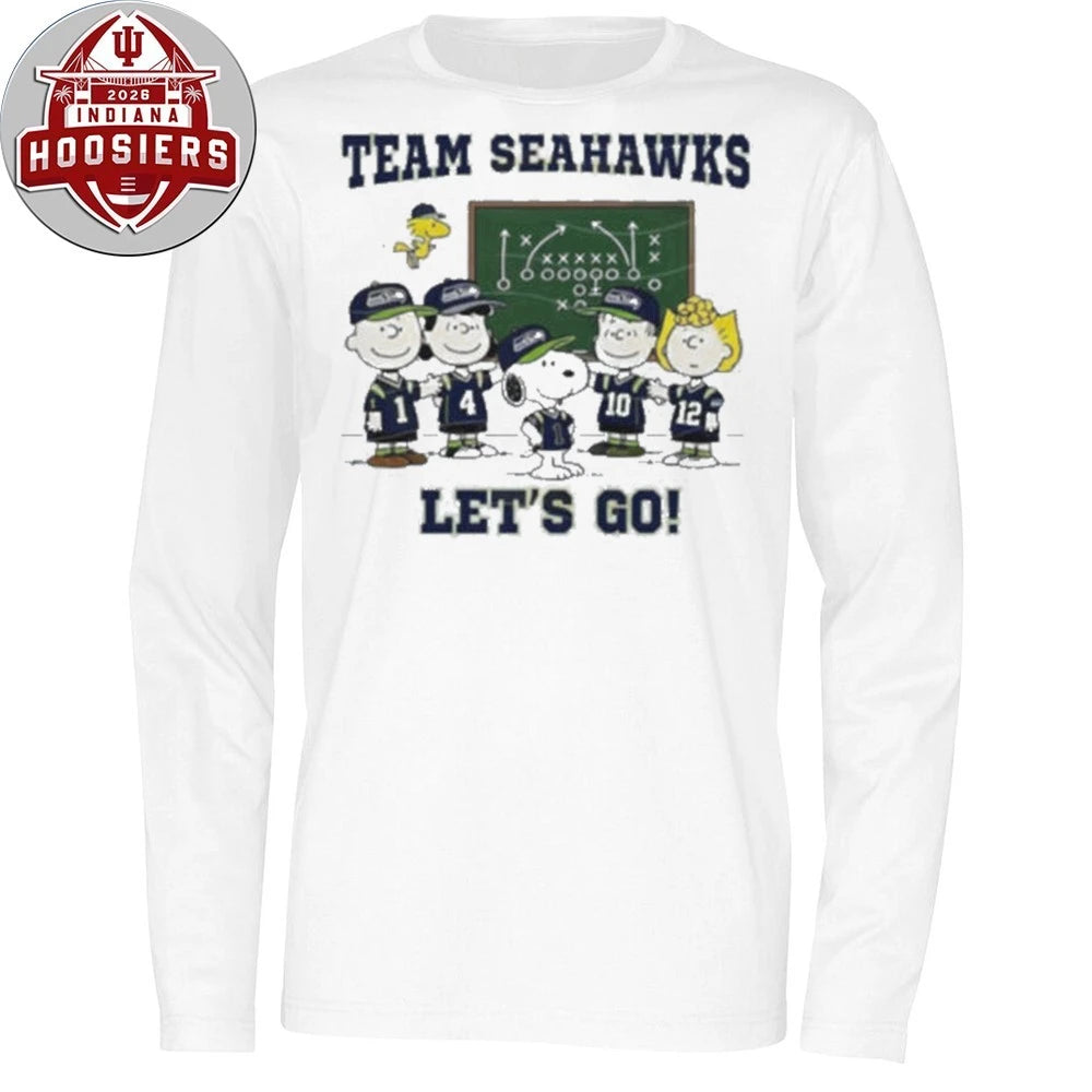 Peanuts Gang Team Seahawks Let’s Go! Football Playbook Logo T-Shirt