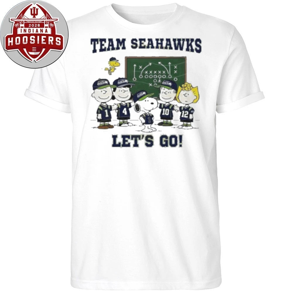 Peanuts Gang Team Seahawks Let’s Go! Football Playbook Logo T-Shirt